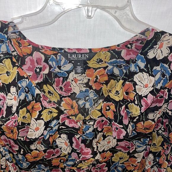 Lauren Ralph Lauren Women’s Dressy Blouse Size Medium Multicolor Floral Party - Picture 3 of 12